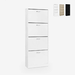 Ahd Amazing Home Design Armoire à chaussures vertical 63x24x154cm 4 portes et 24 paires Kingad, Couleur: Blanc