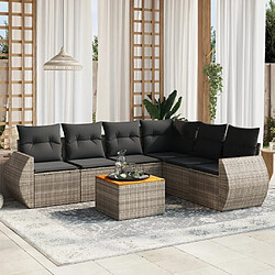 vidaXL Salon de jardin avec coussins 7 pcs gris résine tressée 