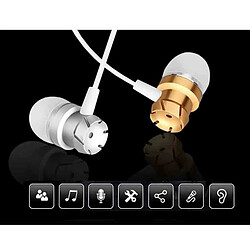 GUPBOO Écouteurs filaires en métal de 3,5 mm Écouteurs intra-auriculaires anti-dérapants Écouteurs stéréo Super Bass Casque de musique pour Samsung