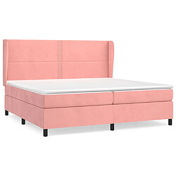 vidaXL Sommier à lattes de lit avec matelas Rose 200x200 cm Velours