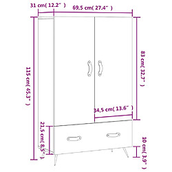 vidaXL Buffet haut chêne fumé 69,5x31x115 cm bois d'ingénierie pas cher