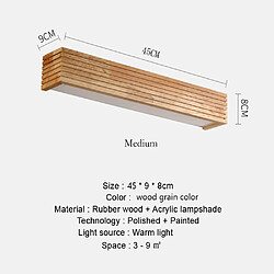 Universal Lampe murale en bois massif 6W Lampe de chevet de chambre Lampe en bois LED (lampe thermique)