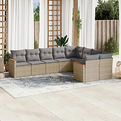 vidaXL Salon de jardin avec coussins 9pcs mélange beige résine tressée 