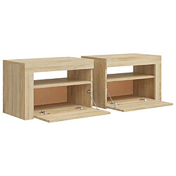 Acheter vidaXL Tables de chevet 2 pcs avec LED Chêne Sonoma 60x35x40 cm