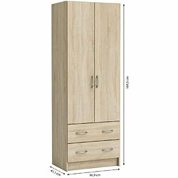 Mes Armoire 2 portes et 2 tiroirs 61x41x169,5 cm chêne 