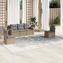 Maison Chic Salon de jardin avec coussins 5 pcs | Ensemble de Table et chaises | Mobilier d'Extérieur beige résine tressée -GKD66921