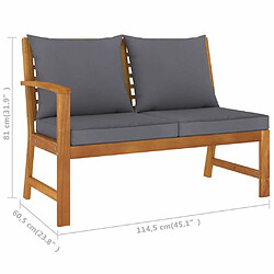 Maison Chic Banc de jardin | Chaise de jardin 114,5 cm avec coussin gris foncé Bois d'acacia -GKD83608 pas cher