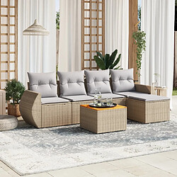 vidaXL Salon de jardin avec coussins 6 pcs beige résine tressée