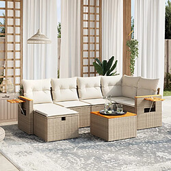 vidaXL Salon de jardin avec coussins 7 pcs beige résine tressée