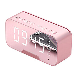 Acheter Bluetooth 5.0 Haut-parleur Radio FM Miroir LED Réveil Chargeur USB Maison Rose