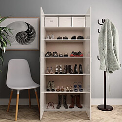 Avis Maison Chic Armoire à Chaussures,Meuble de Rangement à Chaussures Blanc brillant 80x35,5x180 cm Aggloméré -MN15351