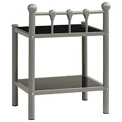 Avis vidaXL Table de chevet Gris et noir 45x34,5x60,5 cm Métal et verre