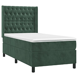 Avis Maison Chic Lit Adulte - Lit simple Lit à sommier tapissier avec matelas moelleux - Meuble de Chambre - Vert foncé 100x200 cm -MN34557