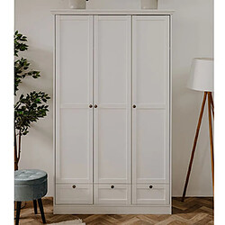 Mes Armoire 3 portes 3 tiroirs 120x51x200 cm blanc - LANDZY