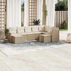 Maison Chic Salon de jardin avec coussins 9 pcs | Ensemble de Table et chaises | Mobilier d'Extérieur beige résine tressée -GKD95007