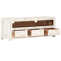 Avis Maison Chic Meuble TV scandinave - Banc TV pour salon Bois massif d'acacia 110x30x40 cm Blanc -MN12382