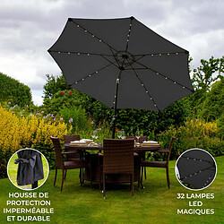 Monstershop Parasol Gris 270 cm avec 32 LED's Intégrés