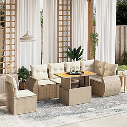 vidaXL Salon de jardin avec coussins 7 pcs beige résine tressée 