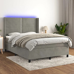 vidaXL Sommier à lattes de lit matelas et LED Gris clair 140x200 cm 