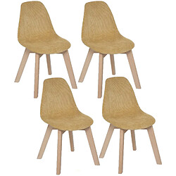 Toilinux Lot de 4 Chaises pour enfant Lena effet velours - Jaune