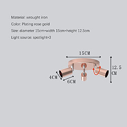 Acheter Universal Plafonnier de luxe léger de 15cm Projecteur 220V * 3 lampes en fer forgé en or rose Lampe de couloir Lampe de salle à manger(Rose)