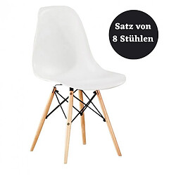 Life Interiors Set of 8 Retro Eiffel Chair White 