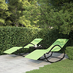 vidaXL Chaises longues à bascule lot de 2 vert acier et textilène 