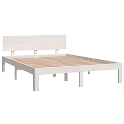 Avis Maison Chic Lit adulte 150x200cm - Cadre de lit,Structure du lit Contemporain pour chambre Blanc Bois massif Très grand -MN60204