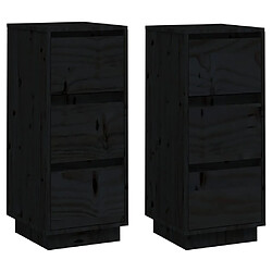 vidaXL Buffets 2 pcs Noir 32x34x75 cm Bois massif de pin