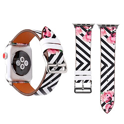 Wewoo Bracelet pour Apple Watch Series 3 & 2 & 1 42mm Mode Véritable Cuir Nouveau Printemps Twill Motif