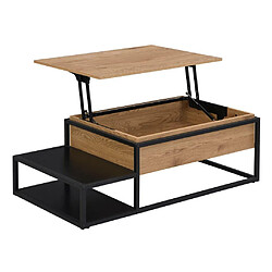 Vente-Unique Table basse avec plateau relevable - MDF et Métal - Naturel et noir - LUTESA pas cher