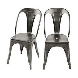 Rendez Vous Deco Chaise Indus gris anthracite (lot de 2) 