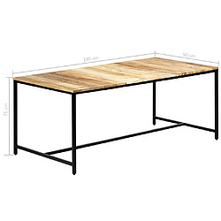 vidaXL Table à manger 180x90x75 cm Bois de manguier massif brut pas cher