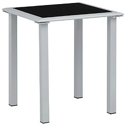 vidaXL Table de jardin Noir et argenté 41x41x45 cm Acier et verre