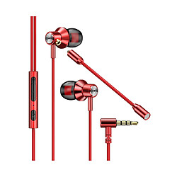 LUUCOZK Écouteurs intra-auriculaires stéréo filaires universels 3,5 mm pour jeux et sport avec microphone-Rouge 