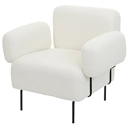 Mendler Fauteuil Lounge HWC-L83b, Fauteuil de cocktail Fauteuil rembourré, tissu bouclé/textile métal, crème-blanc