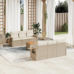 vidaXL Salon de jardin avec coussins 7 pcs beige résine tressée 