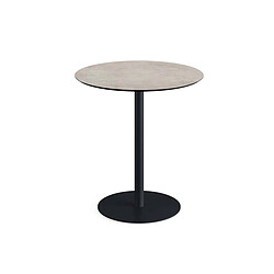 Materiel Chr Pro Urban table de bistrot avec piètement noir + plateau HPL aspect bois Ø70 cm - Veba