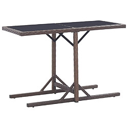 vidaXL Table de jardin Marron 110x53x72 cm Verre et résine tressée