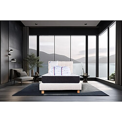 LUXURY LITERIE Ensemble matelas Sérénité 90x190 cm + sommier beige ep20cm + oreiller + couette + Tête de Lit