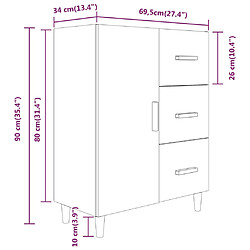 vidaXL Buffet sonoma gris 69,5x34x90 cm bois d'ingénierie pas cher