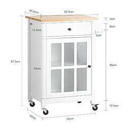 SoBuy FKW98-WN Chariot de Service Desserte de Cuisine à roulettes Meuble de Rangement pour Cuisine et Salon Blanc