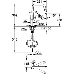 Avis Robinet de cuisine - Mitigeur monocommande évier - Noir Mat - Bec haut en U - Douchette extractible - GROHE Start - 306312430