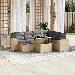 vidaXL Salon de jardin avec coussins 8 pcs beige résine tressée