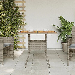 Avis Maison Chic Table de jardin | Table d'extérieur et dessus en bois d'acacia gris résine tressée -GKD91314