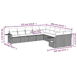 Avis vidaXL Salon de jardin avec coussins 10 pcs beige résine tressée