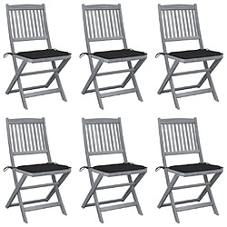 vidaXL Chaises pliables d'extérieur lot de 6 et coussins Bois d'acacia