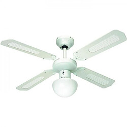 Ventilateur de Plafond - Plafonnier FARELEK - BALI Ø 107 cm - réversible, 4 pales blanches / cannées blanches + éclairage - 112420