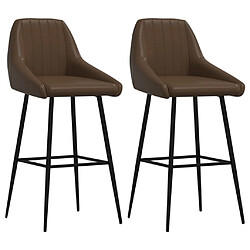 vidaXL Tabourets de bar lot de 2 marron foncé similicuir