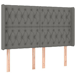 Avis Maison Chic Tête de lit scandinave à LED,meuble de chambre Gris foncé 163x16x118/128 cm Tissu -MN82795